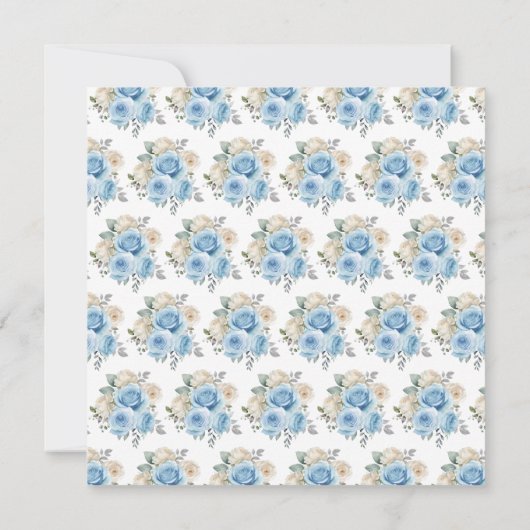 Stoffig Blauw Zilver Elegante Bloemen Sweet Sixtee Kaart (Achterkant)