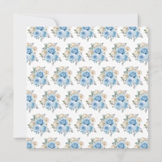 Stoffig Blauw Zilver Elegante Bloemen Sweet Sixtee Kaart (Achterkant)