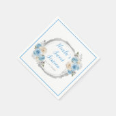 Stoffig Blauw Zilver Elegante Bloemen Sweet Sixtee Servet (Hoek)
