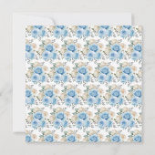 Stoffig Blauw Zilver Elegante Bloemen Verjaardagsf Bedankkaart (Achterkant)