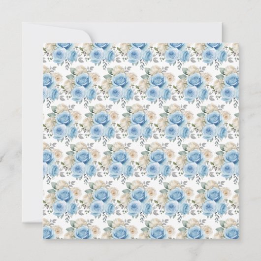 Stoffig Blauw Zilver Elegante Bloemen Verjaardagsf Bedankkaart (Achterkant)