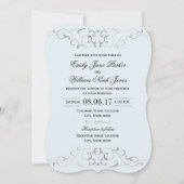 Stoffig Blauw Zilver Elegante bruiloft Uitnodiging (Voorkant)