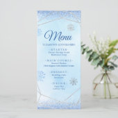 Stoffig Blauw Zilver Sneeuwvlok Kerstmis Mis XV Añ Menu (Staand voorkant)