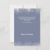Stoffig blauw zilver trouwfoto dank u kaart (Achterkant)