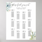 Stoffig blauw zitplaatskaart | Elegante lente brui Poster (Voorkant)