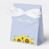  Stoffig Blauw Zonnebloem Baby shower Bedankdoosjes (Voorkant Zijde)