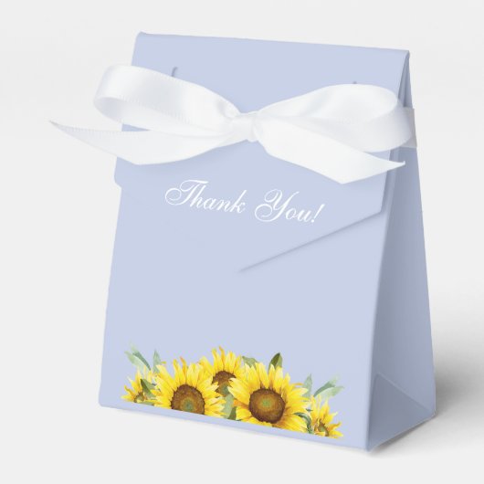  Stoffig Blauw Zonnebloem Baby shower Bedankdoosjes (Voorkant Zijde)