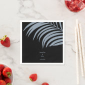 Stoffig Blauw Zwart Tropische Palm Bladeren Huweli Servet (Insitu)