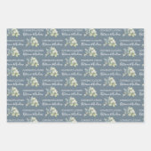 Stoffig blauwe aquarel bloemen inpakpapier vellen (Voorkant 3)