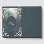 stoffig blauwe art deco sierlijke lijst trouw- gastenboek (Achterkant)