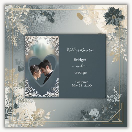 stoffig blauwe art deco sierlijke lijst trouw- gastenboek