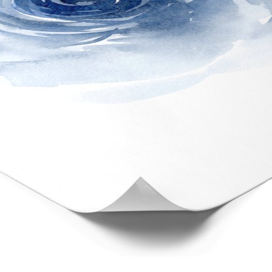 stoffig blauwe bloem bruiloft welcome bord poster (Hoek)