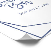 Stoffig blauwe bloem waterverf borrel bar bord poster (Hoek)