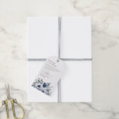 Stoffig blauwe bloemen cadeaulabel (Met Touw)