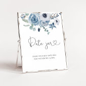 Stoffig blauwe bloemendate jar bord. Date night id Poster