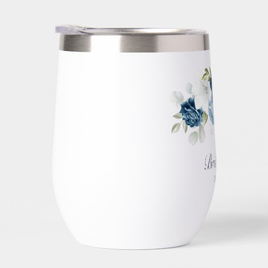 Stoffig blauwe bloemige bruidsmeisje op maat gemaa (Rechts)