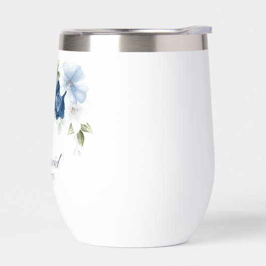 Stoffig blauwe bloemige bruidsmeisje op maat gemaa (Links)