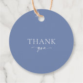 Stoffig blauwe bloemige "Dank je" Bedankjes Labels (Achterkant)