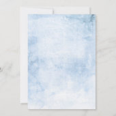 Stoffig blauwe bloemige groen moderne baby shower kaart (Achterkant)