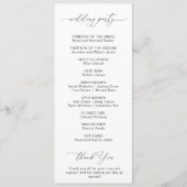 stoffig blauwe bloemige trouwprogramma programmakaart (Achterkant)