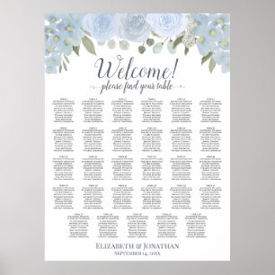 Stoffig Blauwe Bloemstuk 29 Tafel Trouw Stoelenpla Poster
