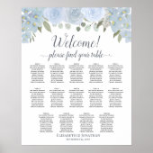 Stoffig blauwe boho-bloem 14 Tafel zitplaatsenkaar Poster (Voorkant)
