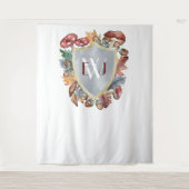 Stoffig blauwe Bourgondiërode herfst paddenstoel t Wandkleed (Voorkant)