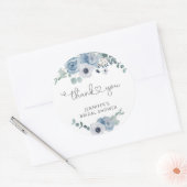 Stoffig blauwe bruidsdouche favor  ronde sticker (Envelop)