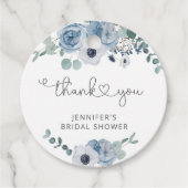 Stoffig blauwe bruidsdouche favor tag bedankjes labels (Voorkant)