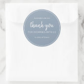 Stoffig blauwe chic script bedankt voor uw aankoop ronde sticker (Tas)