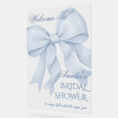Stoffig blauwe elegante boog bruidsfeest welkom acryl bord (Hoek)
