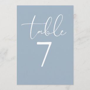 Stoffig blauwe elegante moderne script tafelnummer