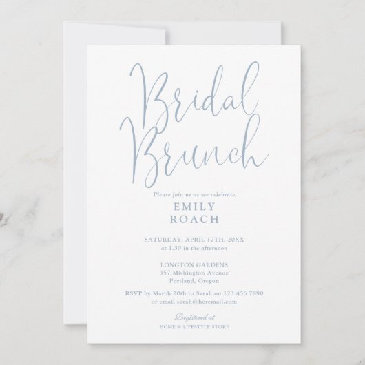 Stoffig blauwe elegante script bruidsbundel shower kaart (Voorkant)