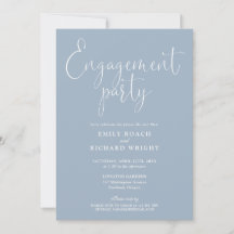 Stoffig blauwe elegante script verlovingsfeest