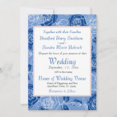 Stoffig blauwe elegante witte grijze bloemige roos kaart (Voorkant)