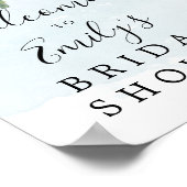 Stoffig blauwe eucalyptus bruiloftscadeau-ontvangs poster (Hoek)