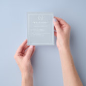 Stoffig blauwe gehuwelijksprogramma's met monogram flyer (Hand)