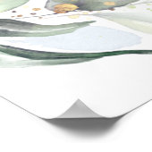 Stoffig blauwe groen- en goudbladeren Favorieten B Poster (Hoek)