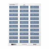 Stoffig Blauwe Hart Script Koppel Retouradres Etiket (Full Sheet)