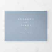 Stoffig Blauwe Hart Script Trouw Drieluik Uitnodiging (Cover)