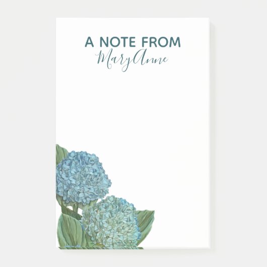 Stoffig Blauwe Hortensia Boeket Post-it® Notes (Voorkant)