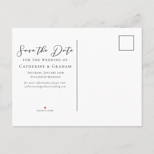 Stoffig blauwe koppel foto kust Save the Date Aankondigingskaart (Achterkant)