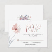 Stoffig blauwe koraal blozen koperen bloemige geom RSVP kaartje (Voorkant / Achterkant)