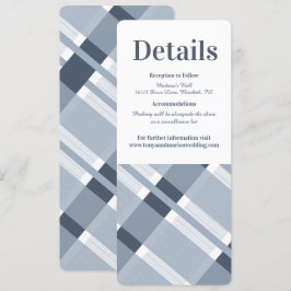 Stoffig Blauwe Marine Plaid Moderne Trouwdetails Kaart
