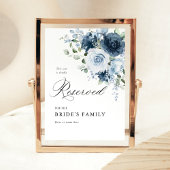 Stoffig blauwe & marineblauwe 'Reserved' bord 5x7 Poster