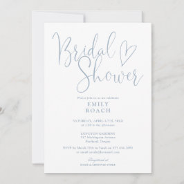 Stoffig blauwe moderne elegante script bruidsfeest kaart