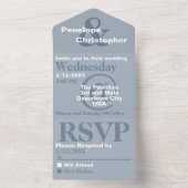 Stoffig blauwe moderne typografie Grote symbolen H All In One Uitnodiging (Binnen)