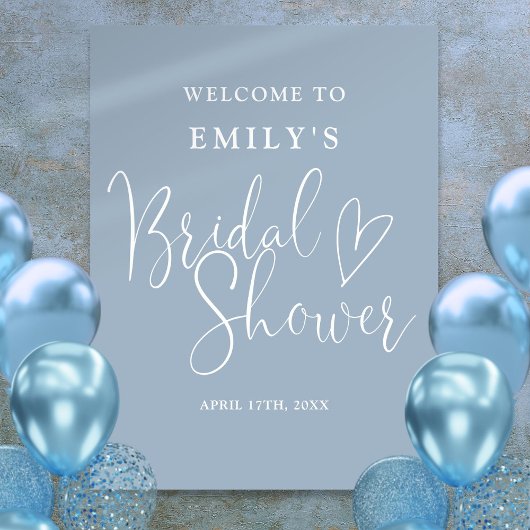Stoffig blauwe script bruids douche welkom bord poster