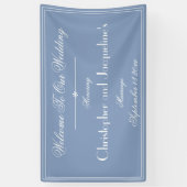 Stoffig Blauwe Trouw Chic Script Namen Welkom Spandoek (Verticaal)