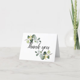 Stoffig blauwe waterverf Eucalyptus Bedankkaart